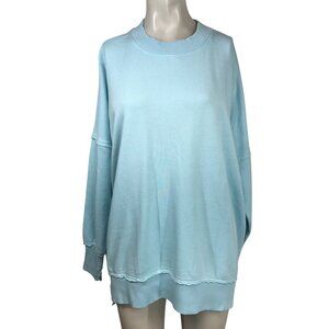 AERIE - WOMEN'S XXS - BLUE LONG SLEEVE CREW NECK COTTON BEND SWEATSHIRT
